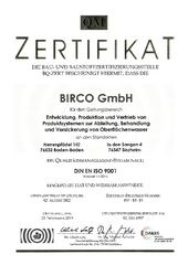 BIRCO Qualitätsmanagement Zertifikat DIN EN ISO 9001